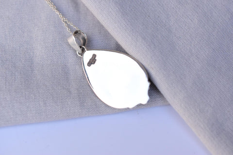 Handmade Blue Moon Turquoise & Sterling Silver Pendant with 16 inch Adjustable Chain