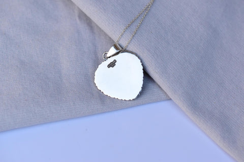 Handmade Blue Moon Turquoise & Sterling Silver Pendant with 16 inch Adjustable Chain