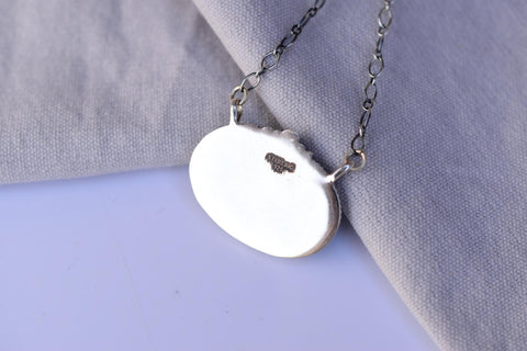 Handmade Blue Moon Turquoise Sterling Silver Necklace with 18 inch Adjustable Chain