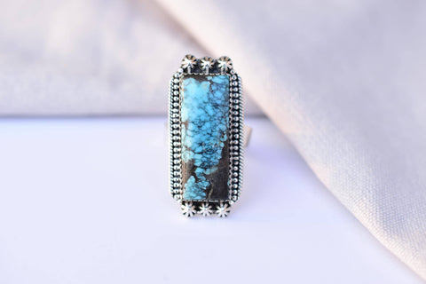 Handmade Blue Moon Turquoise & Sterling Silver Adjustable Ring