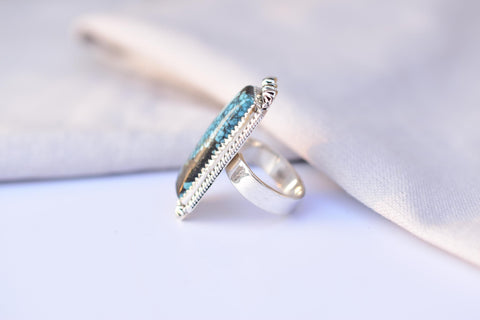 Handmade Blue Moon Turquoise & Sterling Silver Adjustable Ring