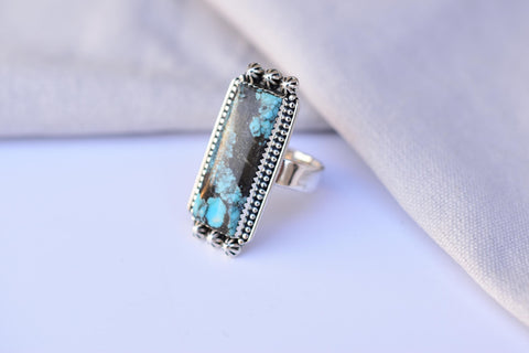 Handmade Blue Moon Turquoise & Sterling Silver Adjustable Ring
