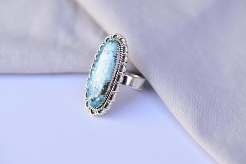 Handmade Blue Moon Turquoise & Sterling Silver Adjustable Ring