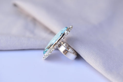 Handmade Blue Moon Turquoise & Sterling Silver Adjustable Ring