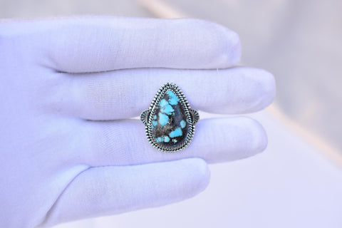 Handmade Blue Moon Turquoise & Sterling Silver Adjustable Ring