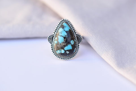 Handmade Blue Moon Turquoise & Sterling Silver Adjustable Ring