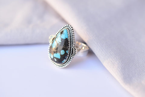 Handmade Blue Moon Turquoise & Sterling Silver Adjustable Ring